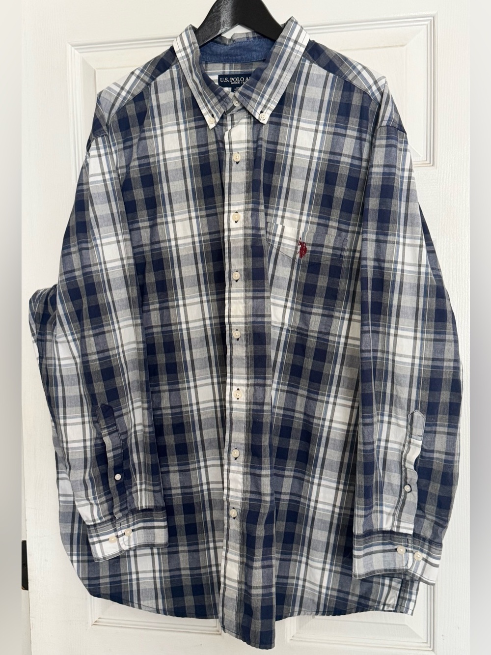 U.S. Polo Assn. Navy and White Plaid Button-Down Shirt